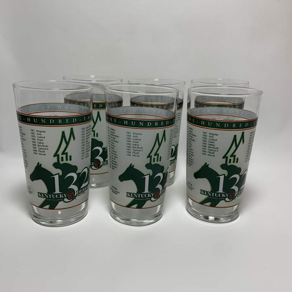 Kentucky Derby 132 Churchill Downs Mint Julep Glasses Set of 6